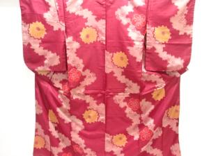 大正ロマン　霞に花模様織り出し着物